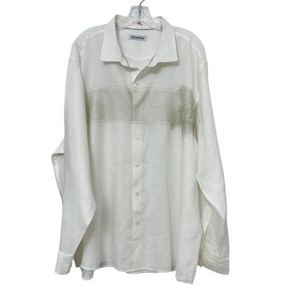 Tommy Bahama 100 % Linen Embroidered Button Up Long Sleeve Men's Shirt size XXL - Picture 1 of 7